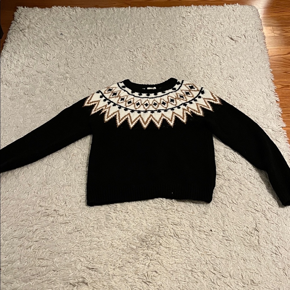 Thread & Supply Black and Cream Patterned Sweater